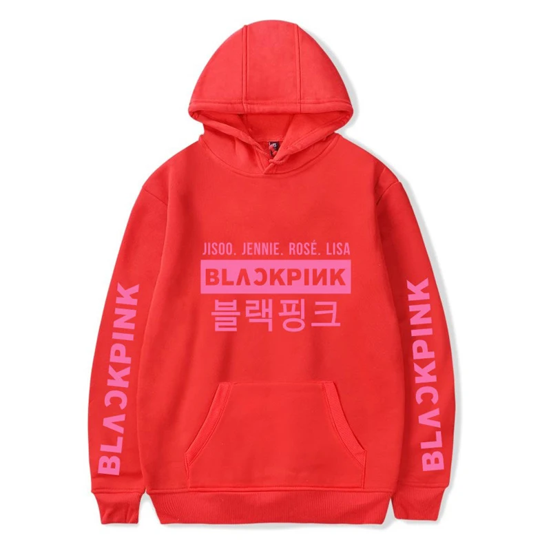 Luckfidayf Blackpink kpop толстовки с надписью Женская толстовка из хлопка с длинным рукавом черный розовый kpop повседневная одежда 4xl