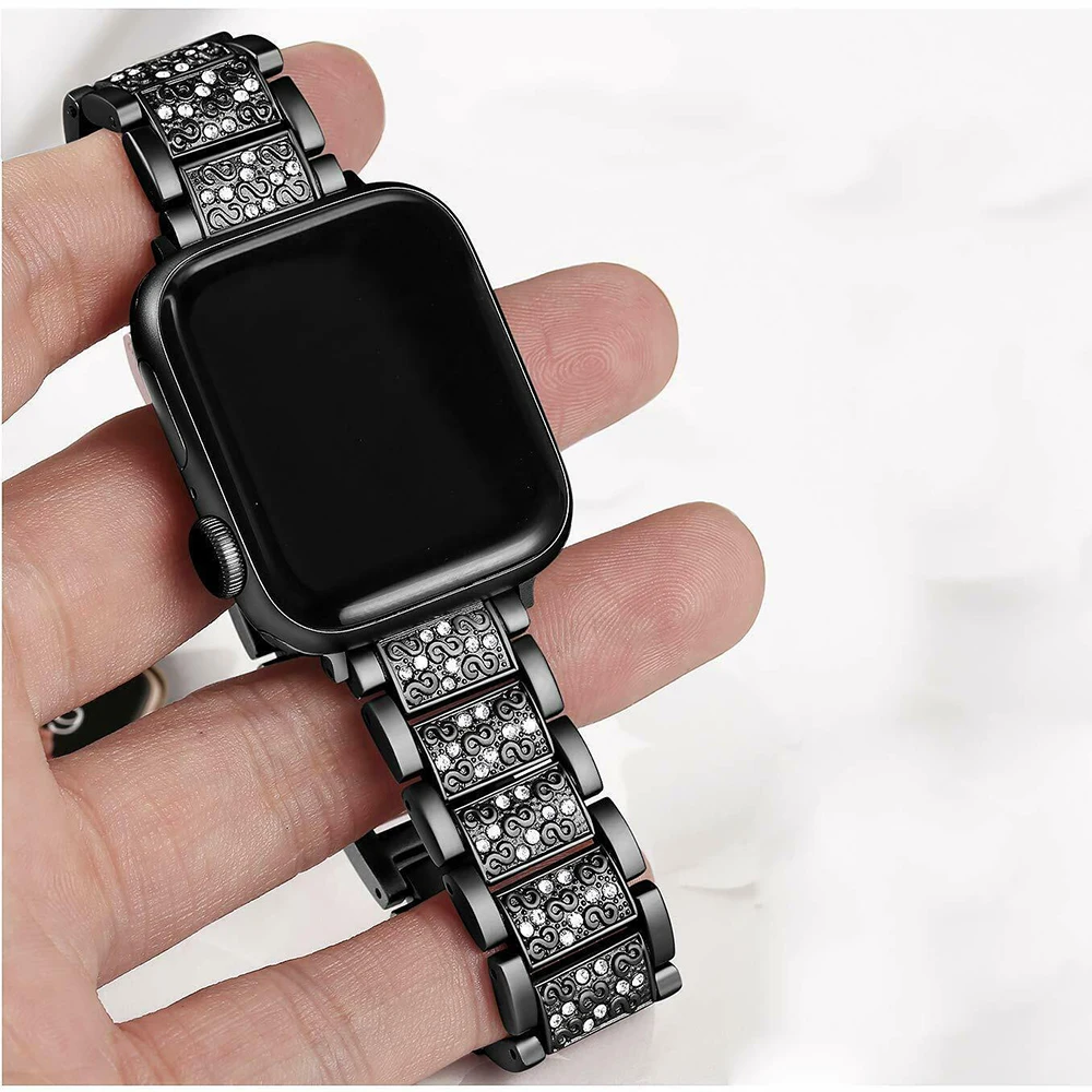 Шикарный совместимый ремешок для Apple Watch 38 мм 44 Роскошный металлический браслет