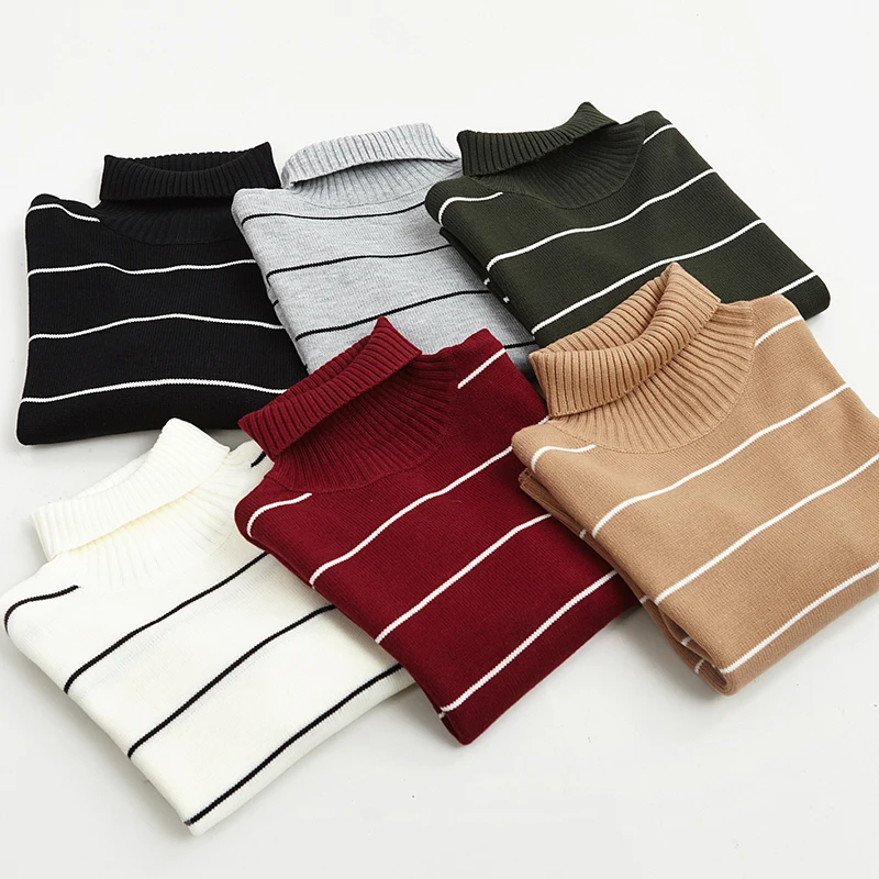 Yuzhenli 2018 Autumn Women Casual Pullovers Sweaters Knitted Sweater Winter Loose Warm Striped Turtleneck | Женская одежда