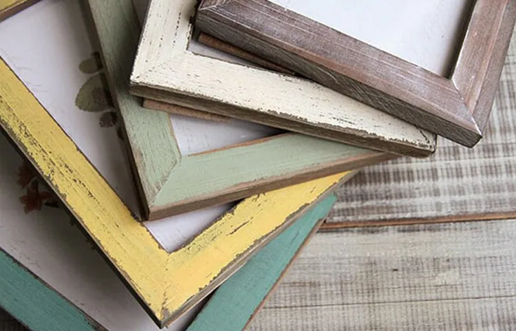 6-inch frame to do the old retro blue green orange fir frame hand-polished zakka do the old grocery
