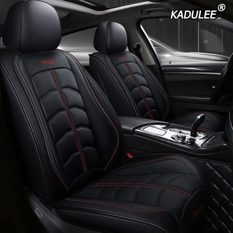 black KADULEE роскошные кожаные автомобильные чехлы на сиденья для Land Rover Discovery Sport freelander Range Sport Evoque Defender авто аксессуары - Название цвета: black