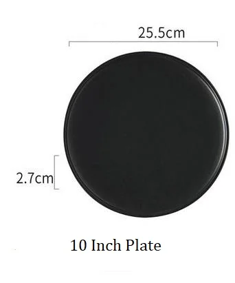 10 Inch Plate NIMITIME японский стиль стейк блюдо керамическое западное еда плоское блюдо нордический отель Черный Белый Большой Круглый Тарелка - Цвет: 10 Inch Plate