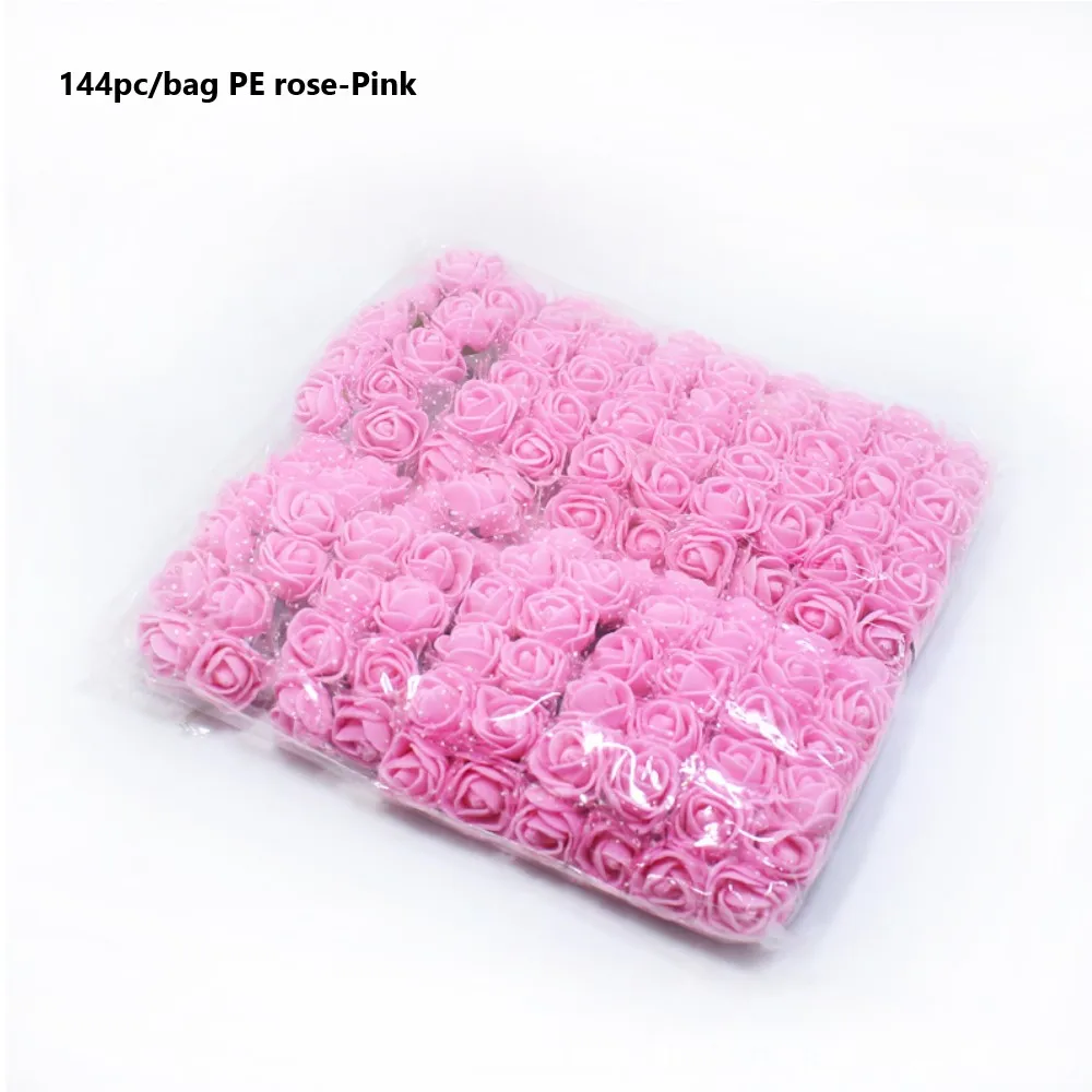 144pc-Deep pink 144 шт./лот, плюшевый мишка из роз, пенопластовый Мишка, искусственный плюшевый мишка из розы, декоративная форма мишки из розы, искусственный цветок из пенопласта, форма медведя из розы - Цвет: 144pc-Deep pink