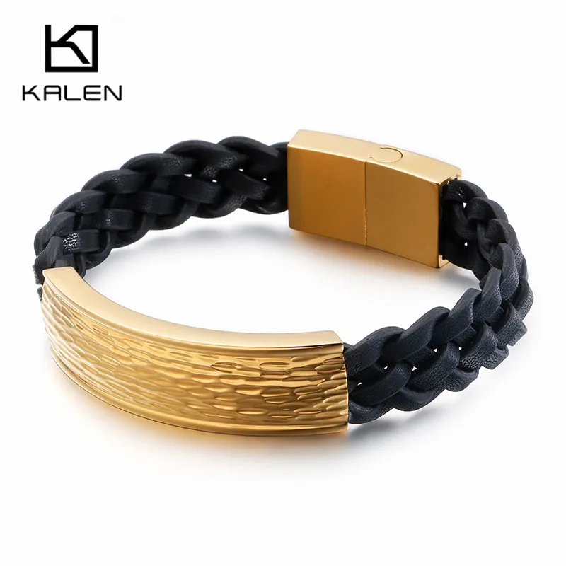 Мужские Плетеные Кожаные Браслеты KALEN винтажные браслеты из нержавеющей стали 21