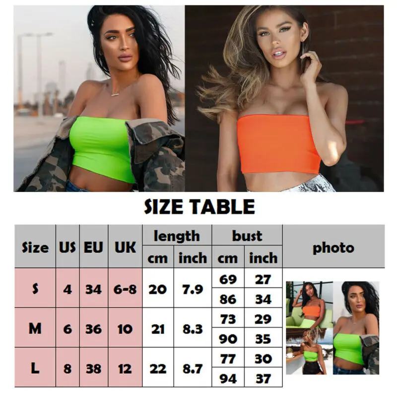 Women Neon Tube Top Bandeau Fringe Top Harvest Tartan Wrap Strapless Chest Tee Streetwear Bustier Sweater Summer Sexy Club Party