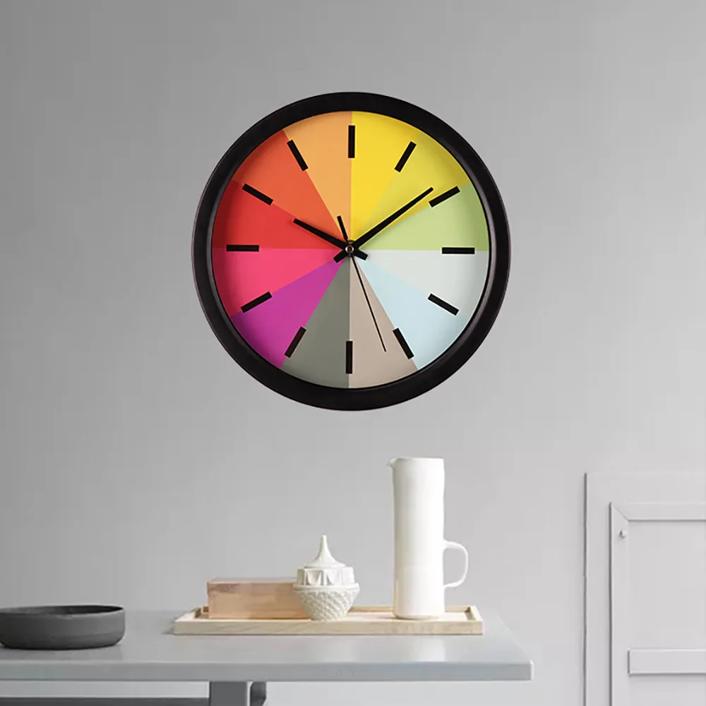 Часы настенные круглые бесшумные радужные современные декоративные для дома