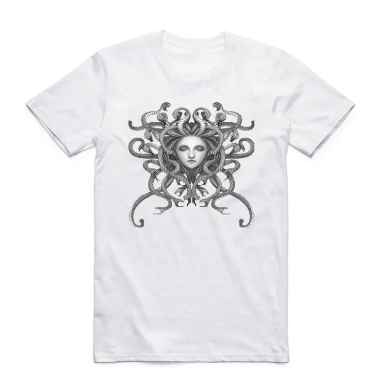 Medusa Men Women Print White T-shirts Summer Short Sleeve O Neck Funny T Shirt Fashion Streetwear Clothing Tops Tees | Мужская одежда