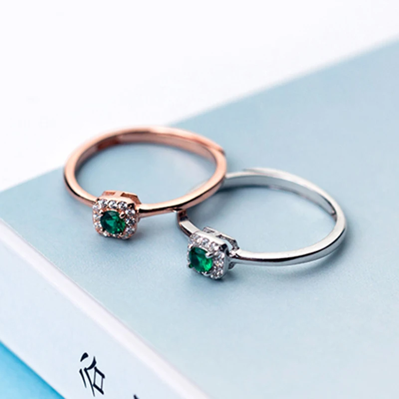 Классические женские кольца с зеленым квадратным вырезом AAA блестящий фианит из