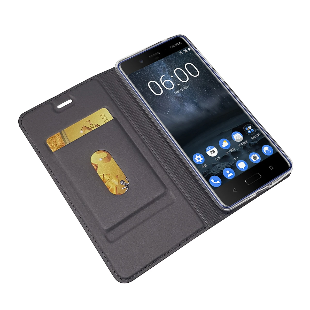 Кожаный флип-чехол для Nokia 8 чехол с кронштейном защищенный от падения клатч