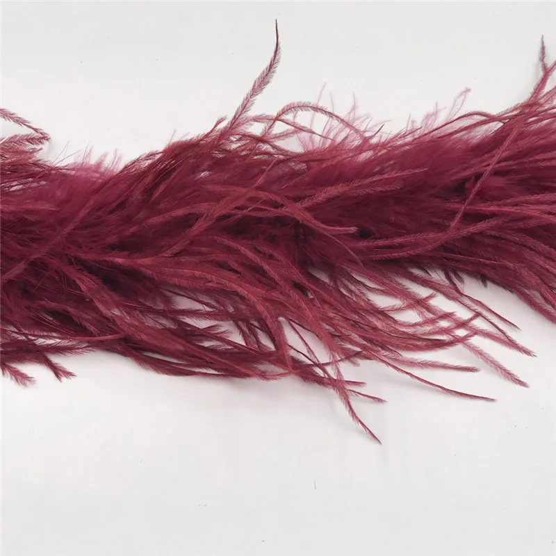 2 м/лот темно-красный боа из страусиных перьев костюмы/отделка для вечерние