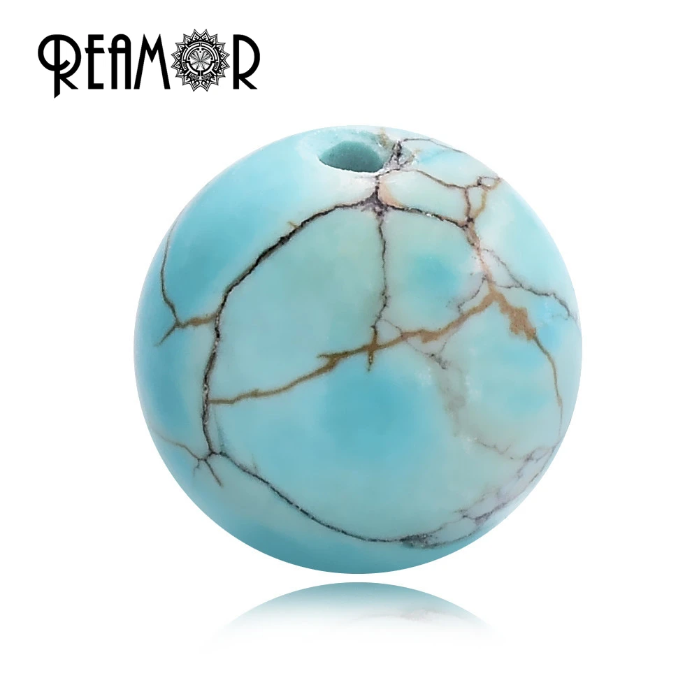 REAMOR из нержавеющей стали Фатима хамса бусины ручной работы бирюзы натуральные