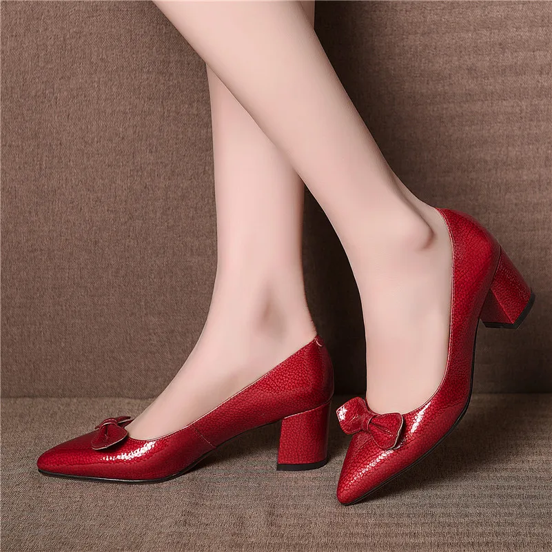 Женские туфли-лодочки FEDONAS черные туфли из натуральной кожи с узлом-бабочкой и