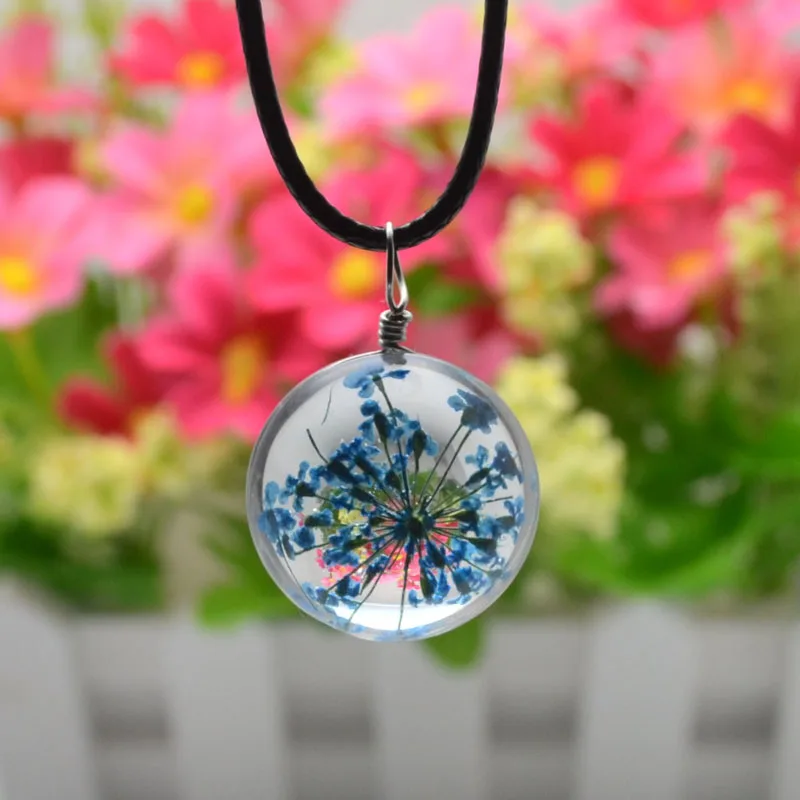 1 шт. стеклянная цепочка с подвеской в виде цветка|Ожерелья подвеской| |