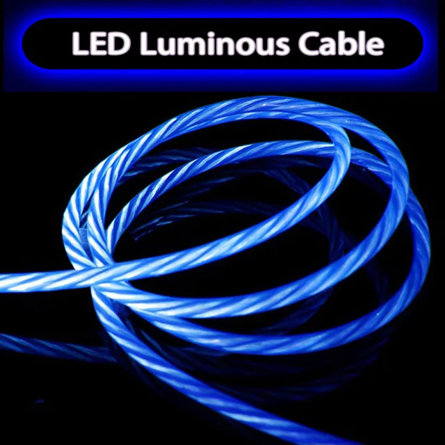 Видимый светодиодный светящийся кабель Micro USB Type C для зарядки передачи данных