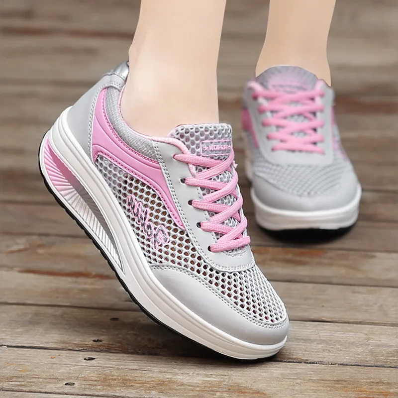 Кроссовки женские сетчатые для фитнеса легкая дышащая обувь похудения и