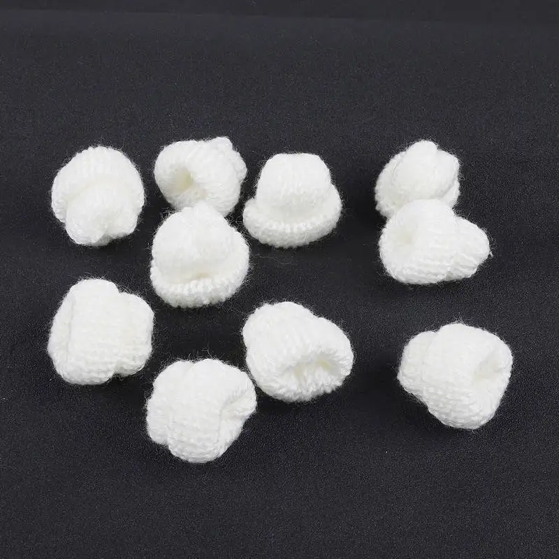 White 10 шт./лот, мини вязаная шапка для детей, заколки для волос, сделай сам, головной убор, детские тканевые аксессуары для волос для девочек, не заколки для волос, повязка на голову - Цвет: White