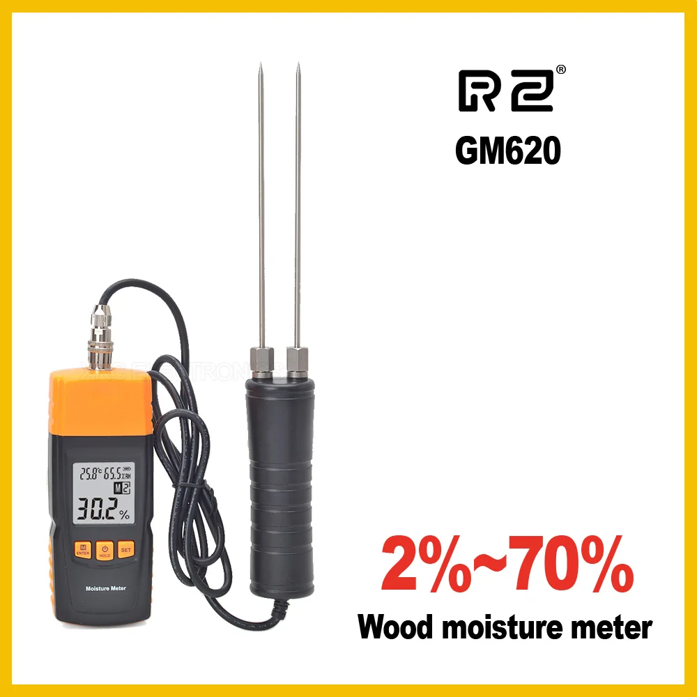 RZ GM620 измеритель влажности древесины Регулируемый для 4 видов деревьев температура зерна