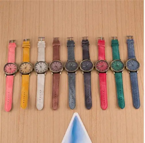 9 видов цветов/лот мужские часы Топ бренд класса люкс модные джинсы кожа MEIBO