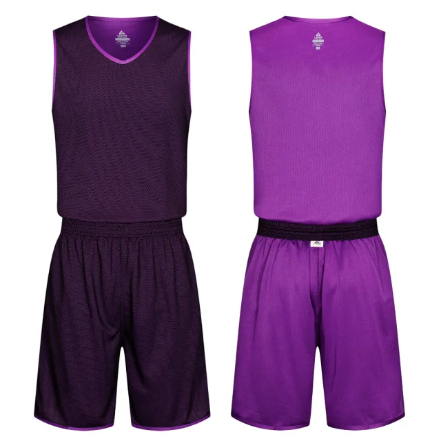 black purple Мужская баскетбольная майка Двусторонняя дышащая тренировочная Спортивная одежда для колледжа Спортивная команда Двусторонняя баскетбольная футболка без рукавов - Цвет: black purple