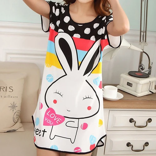 Женская ночная рубашка в горошек с коротким рукавом|cute nightdress|polka dot sleepwearshort sleeve