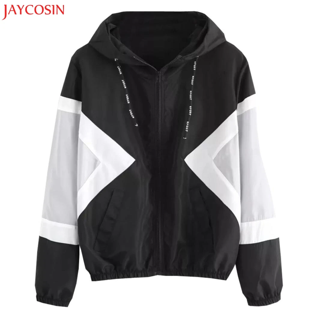 JAYCOSIN женское лоскутное тонкое пальто с длинными рукавами и карманами на молнии