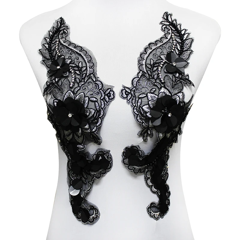 5 пар зеркальных расшитых бисером кристаллов черного и серебряного цвета с