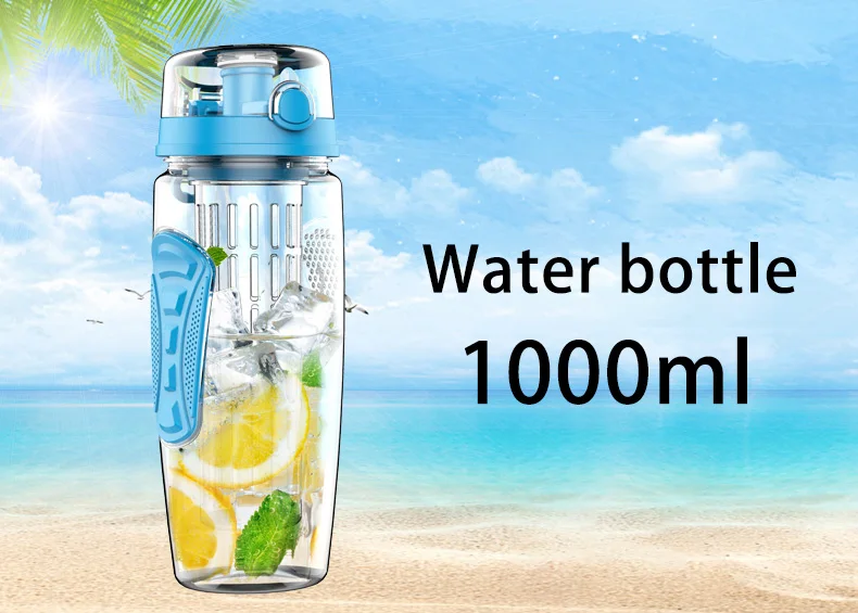 Бутылка для заварки фруктов 1000 мл Свободная вода BPA+ бутылки Спортивная бутылка многоразовые с откидной крышкой посуда для напитков туристический подарок товары для взрослых
