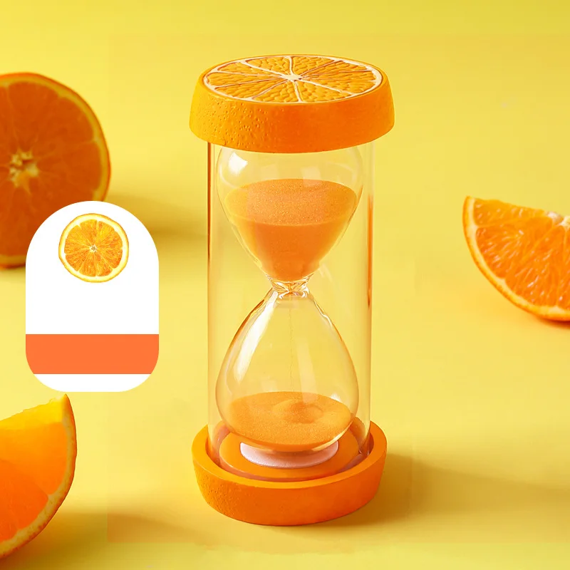 Orange Песочные часы 60 минут песочные часы фруктовый таймер часы 15 30 минут песочные часы настольные украшения украшение дома детский подарок S-Sg - Цвет: Orange