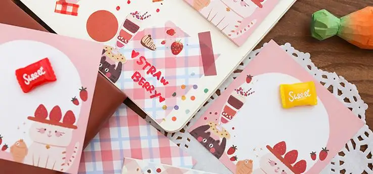 1 шт. Милая Сетка серии фрукты еда медведь бумажные блокноты для заметок девушка дневник Сделай Сам Липкие заметки Школа Офис сообщение Блокнот канцелярские принадлежности