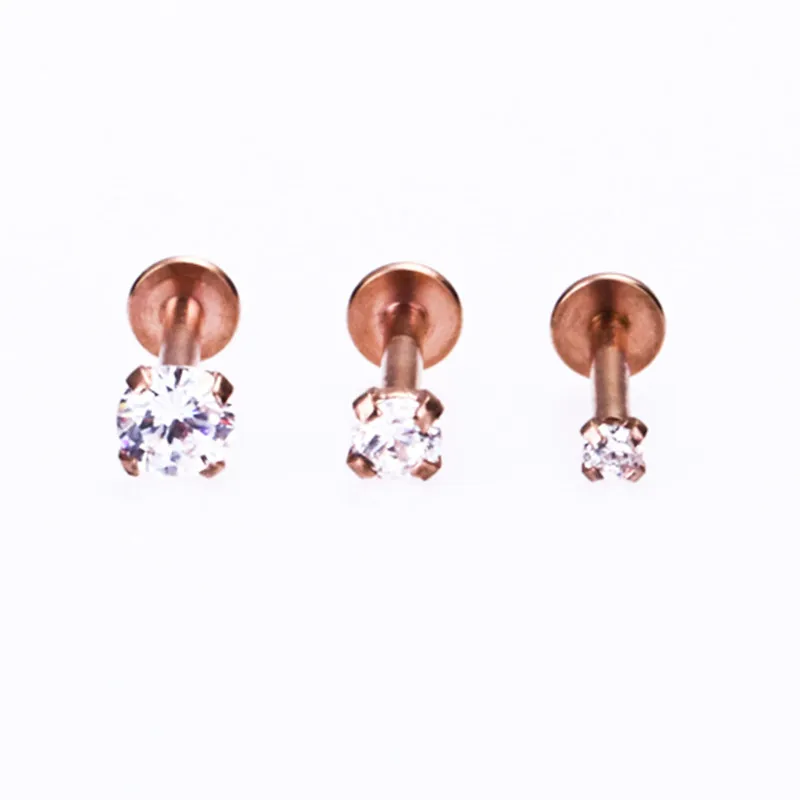 Серьга гвоздик для губ из розового золота 2/3/4/16 г|body jewelry|tragus body jewelryrose gold labret |