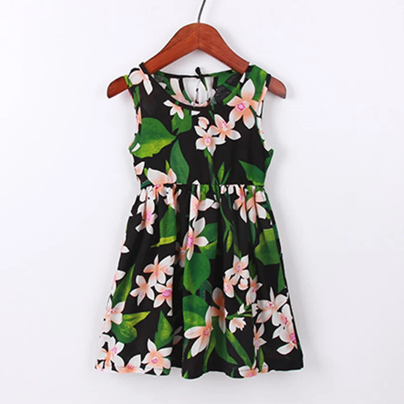 Детские платья для девочек на бретельках без рукавов с цветочным рисунком