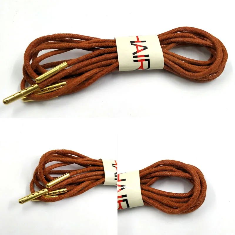 08 Red Brown Golden JUPHAIR тонкие Вощеные хлопковые шнурки круглые золотые металлические головы восковая шнурка платье кожаные шнурки для обуви ботинок шнурки для спортивной обуви - Цвет: 08 Red Brown Golden
