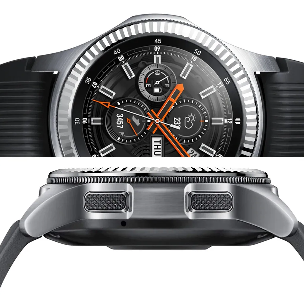 Чехол для смарт часов Samsung Galaxy watch 46 мм металлический клейкий чехол с безелем и