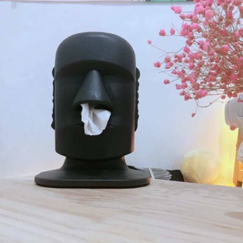 Американский Moai непокрытый пластиковый портретный режим персональный портретный режим носовой Конфуций бумажная коробка настольное украшение офис X899