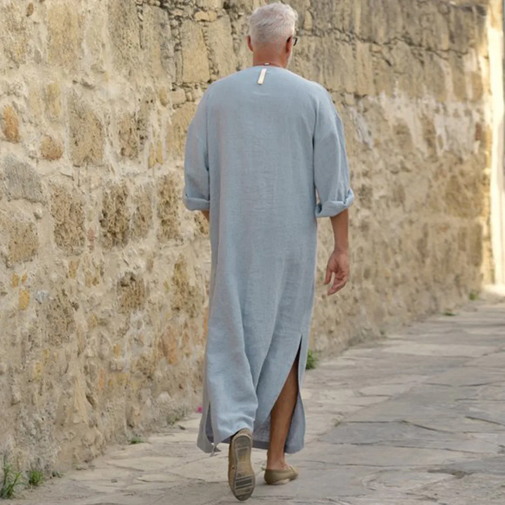 Home&Nest Islamic Arab Muslim Kaftan Hooded Long Sleeve Vintage Loose Dress Men Saudi Arabia Muslim Clothes#0611