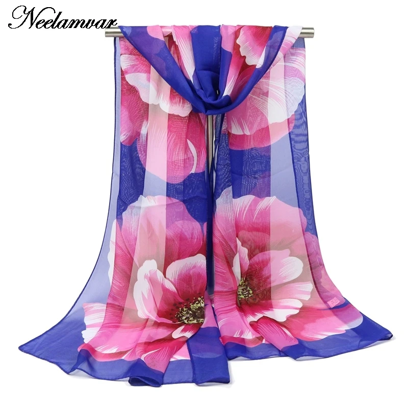 Шифоновый шелковый шарф 2019 женский летний и осенний Универсальный длинный