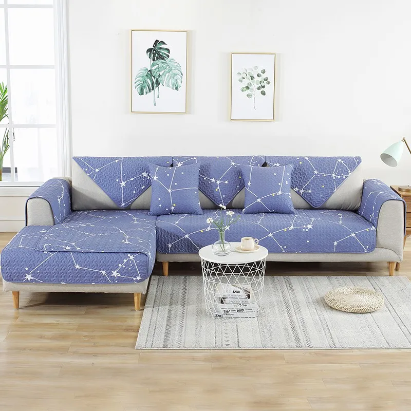 Простое хлопковое противоскользящее покрытие с принтом созвездия чехлы для