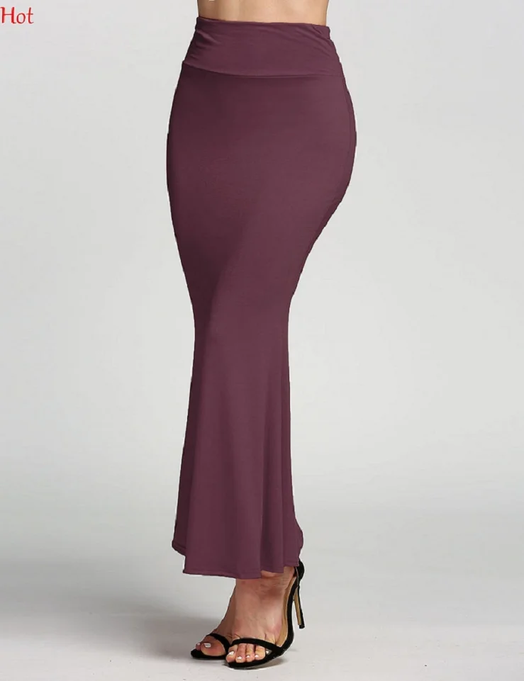Горячая весна длинная юбка модные сексуальные однотонные хлопковые юбки Женская