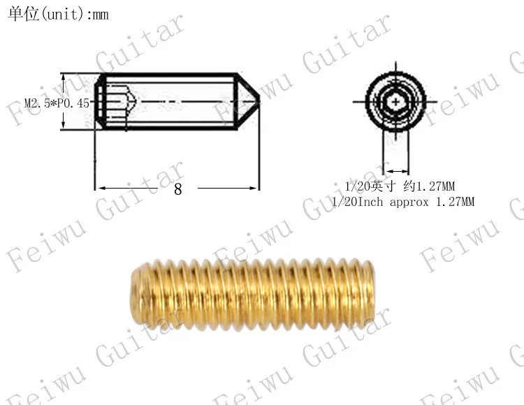 8mm Gold X 12 Pcs 12 шт./упак. тремоло косоурные регулировать высоту шестигранные винты с шестигранной головкой для Электрогитары бас-M2.5*6 мм-10 мм - Цвет: 8mm Gold X 12 Pcs