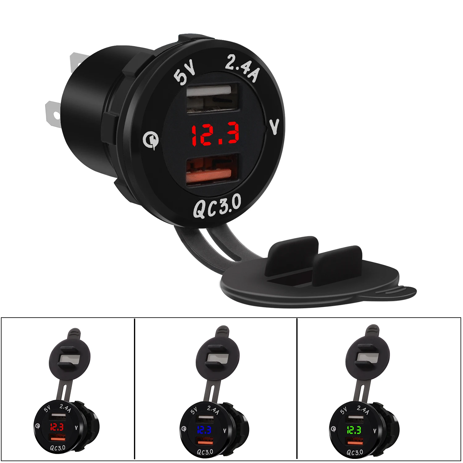 Быстрое зарядное устройство с двумя USB-портами 12-24 В QC3.0 USB-зарядное для мотоцикла