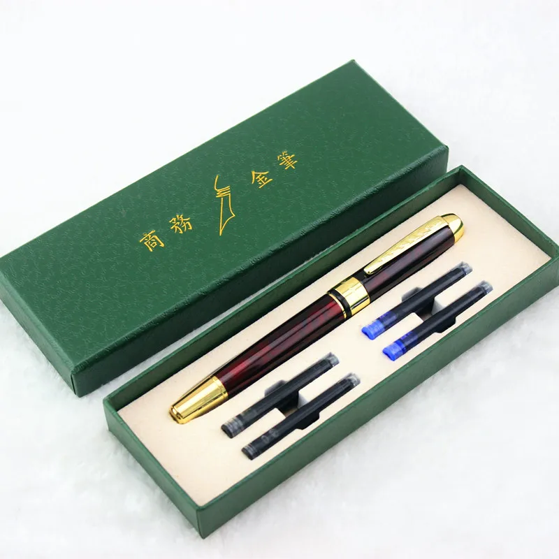 

Подарочная коробка Jinhao в классическом стиле, металлическая перьевая ручка с золотым зажимом, роскошная Мерцающая ручка 0,5 мм для письма, бес...