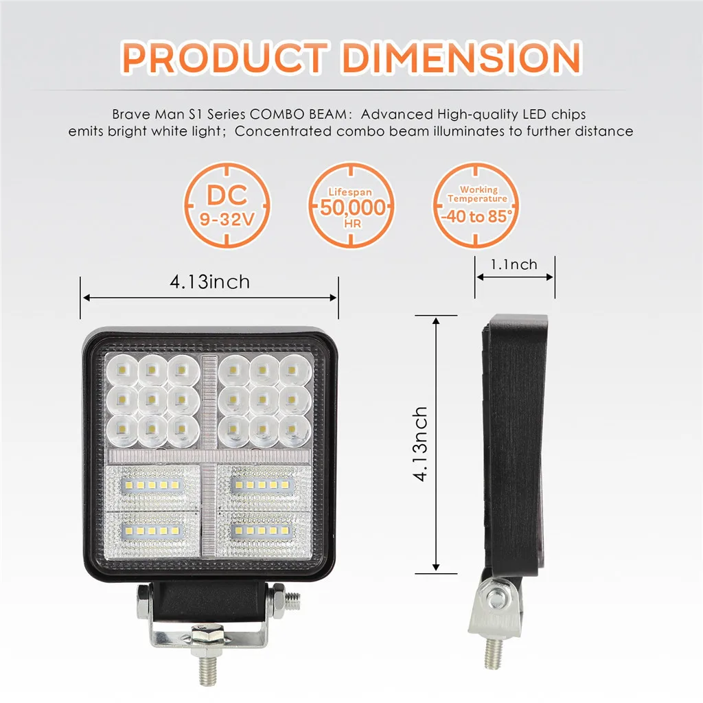 CARPRIE квадратный светодиодный светильник 4 дюйма 162 Вт для езды по бездорожью