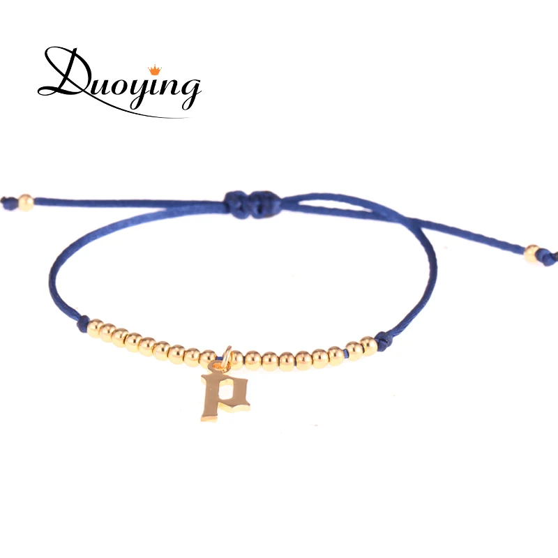 Оригинальные золотые браслеты Duoying 10 мм староанглийские с буквами и шариками