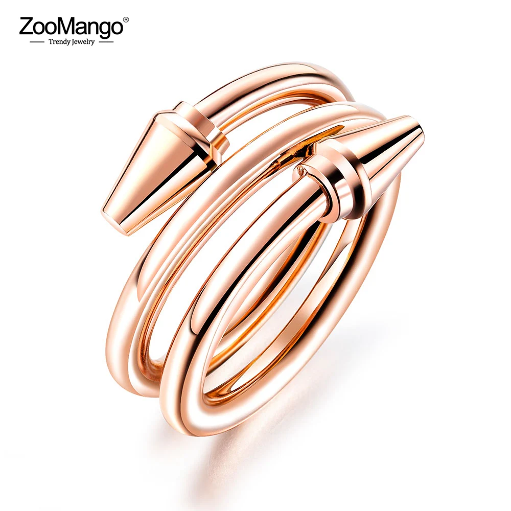 ZooMango креативное кольцо из нержавеющей стали с тремя кольцами для ногтей женщин и