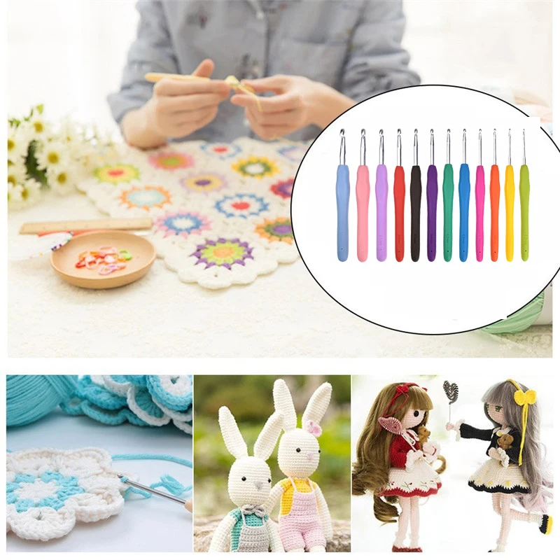 12 шт. набор крючков для вязания эргономичные многоцветные спицы 2 0-8 0 мм мягкая