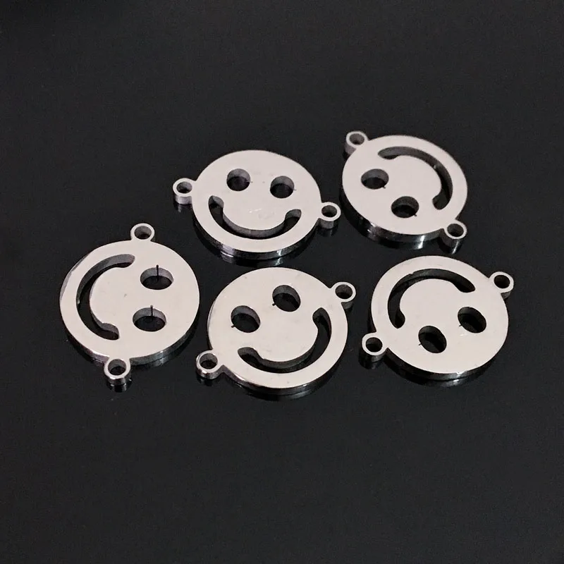 smile face 10 шт. карта мира, подвеска из нержавеющей стали с двумя отверстиями, браслет желаний, ожерелье - Окраска металла: smile face