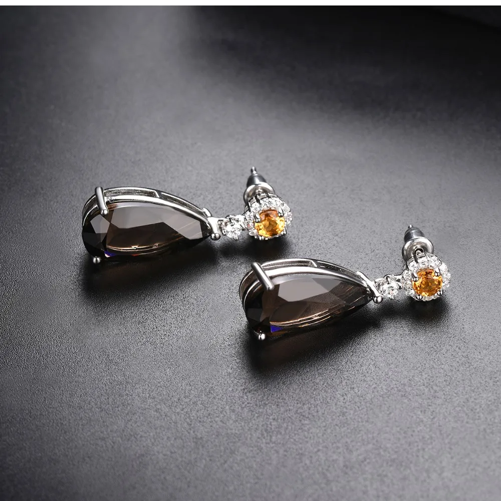 Hutang 9.74ct Натуральный дымчатый кварц серьги-гвоздики драгоценный камень цитрин 925 пробы серебро изящные элегантные ювелирные изделия для женщин подарок