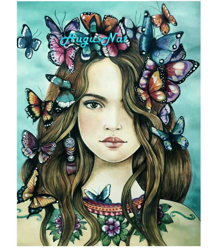 butterfly girl diamond painting full square beauty wall art scenery dotz diy drawing sticker gem pasted poster | Дом и сад
