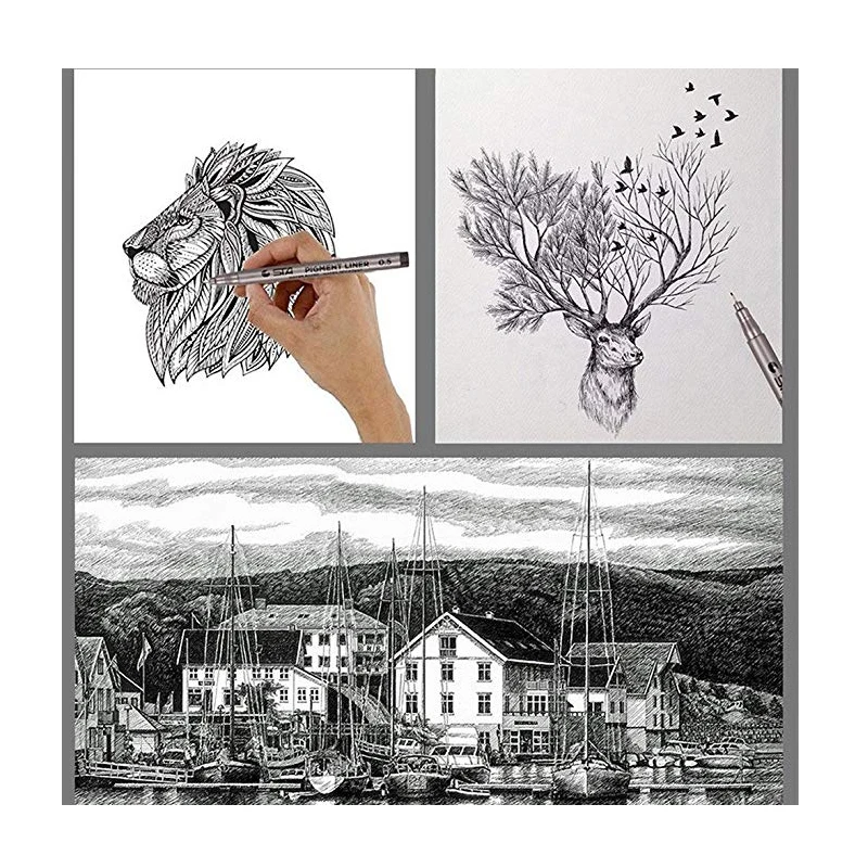 Черные пигментные микро лайнеры чернильные маркеры фломастеры с крючком для