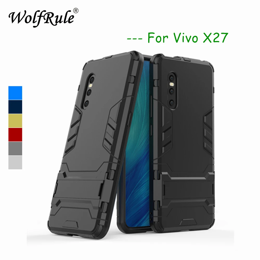 

WolfRule Case For Vivo X27 Cover Soft Rubber + Plastic Case Vivo X27 Phone Case Holder Stand Anti-knock Funda Vivo X27 6.39"